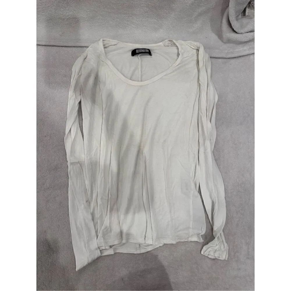 REFORMATION white long sleeve top size XS